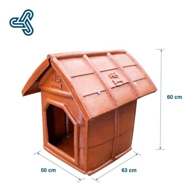 Casa-Perro-Chica-San-Juanico-Polietileno-Medidas Casa de perro chica marca San Juanico fabricada en polietileno de baja densidad color terracota con dimensiones 50x63x60cm.
