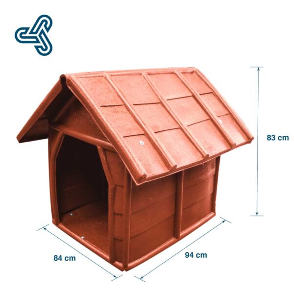 Casa-Perro-Grande-San-Juanico-Medidas Casa de perro de gran tamaño marca San Juanico, fabricada en polietileno de baja densidad, color terracota, medidas 84cm ancho x 94cm fondo.