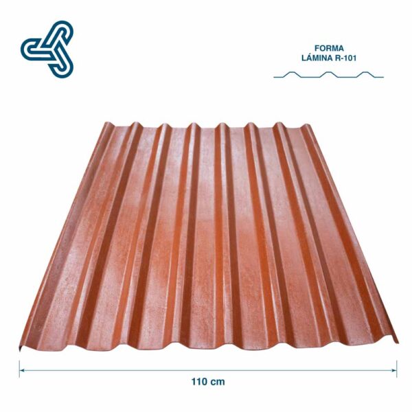 Acotaciones-Lamina-R101 Plastiteja lámina San Juanico modelo R-101 color terracota con diseño tradicional industrial de polietileno. Medidas de más de 2 hasta más de 7 metros. Plastiteja R101 6 metros