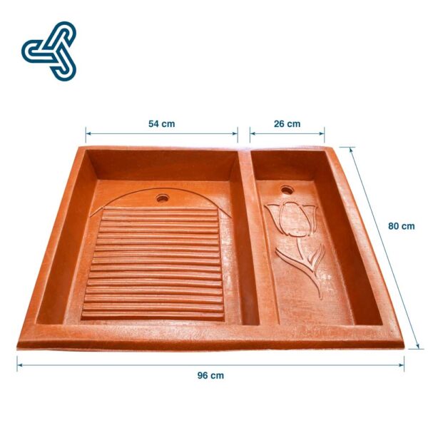 Acotaciones-Lavadero-CobijeroPileta Lavadero con pileta de polietileno de baja densidad modelo Cobijero San Juanico con medidas de 96cm x 80cm y tallador suave.