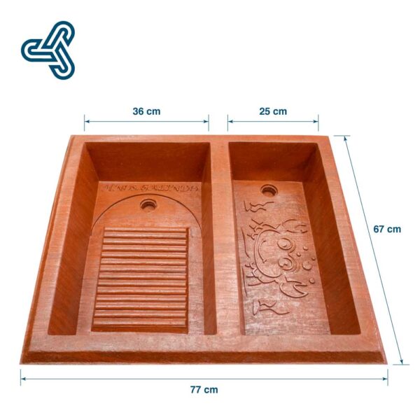 Acotaciones-Lavadero-InfonavitPileta Lavadero de polietileno compacto con pileta integrada modelo Infonavit San Juanico, medidas 77cm de ancho por 67cm de largo.