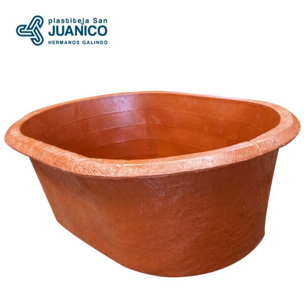 Tina-200-Litros-San-Juanico-Grande Tina de 200 litros gigante, marca San Juanico fabricada en polietileno de baja densidad, color terracota.